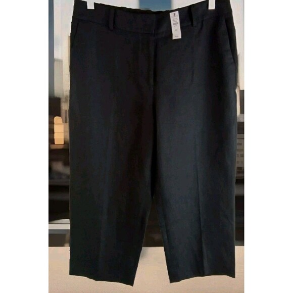 Talbots 10P 100% Linen Black Flare Leg Pants Pockets 32x22 $99.00 NEW - Picture 1 of 10